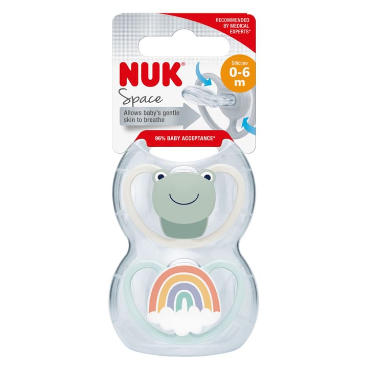Sugnapp Space Silikon S1 0-6 mån - Groda/Regnbåge Nuk
