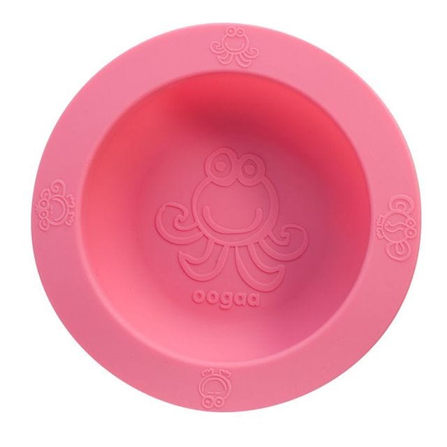 Barnskål & Lock I Silikon Rosa Oogaa