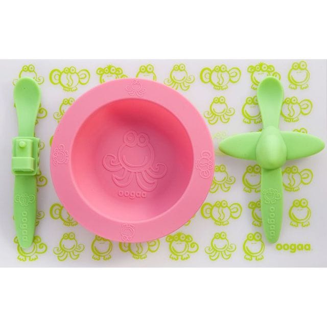 Barnskål & Lock I Silikon Rosa Oogaa