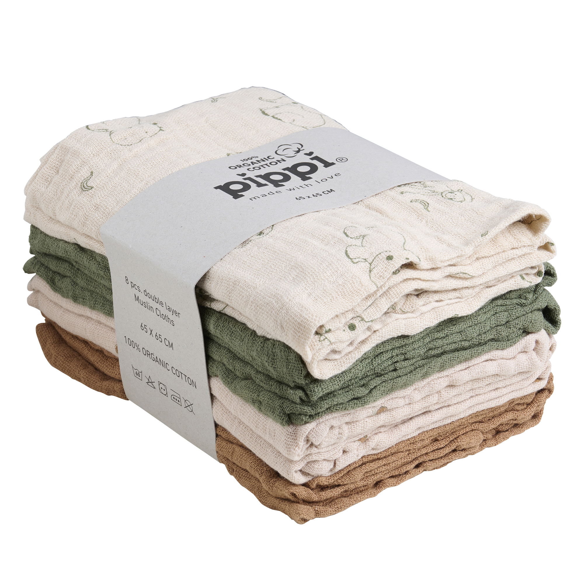 Product Image for Pippi  Muslinfilt 8-Pack, Deep Lichen Green - BabyWorld