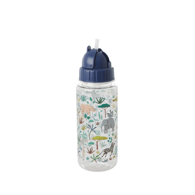 Flaska med sugrör 500ml - Djungel Blå Rice