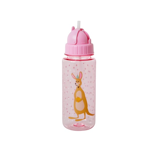Flaska med sugrör 500ml - Party Animals Rosa Rice