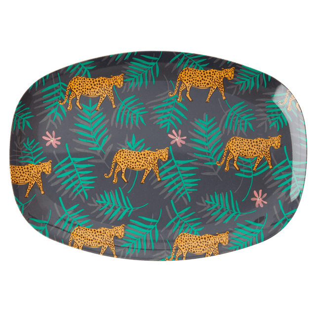 Melamin Rektangulär Tallrik - Leopard Rice