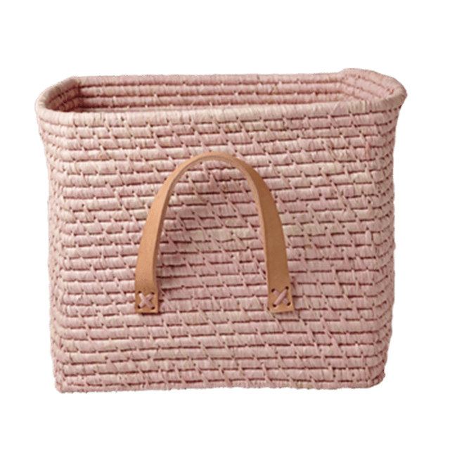 Raffiakorg Med Handtag - Rosa Rice