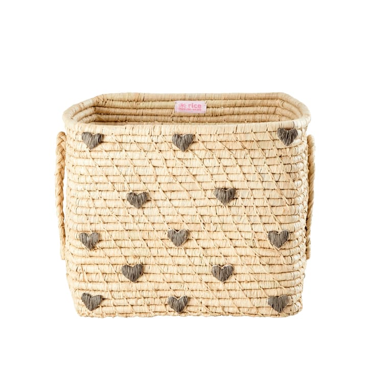 Raffiakorg Med Handtag - Grey Hearts Rice
