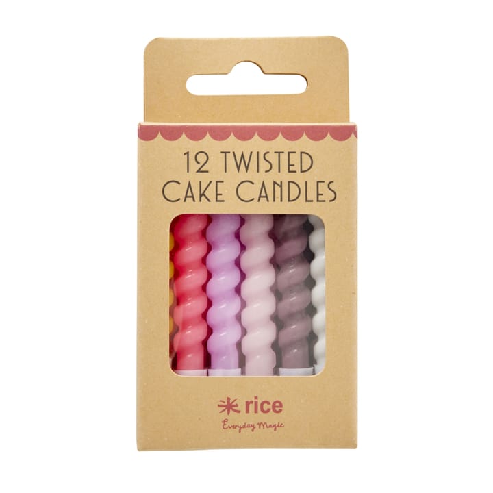 Rice Tvistade Tårtljus 12-Pack - Pinkish Rice