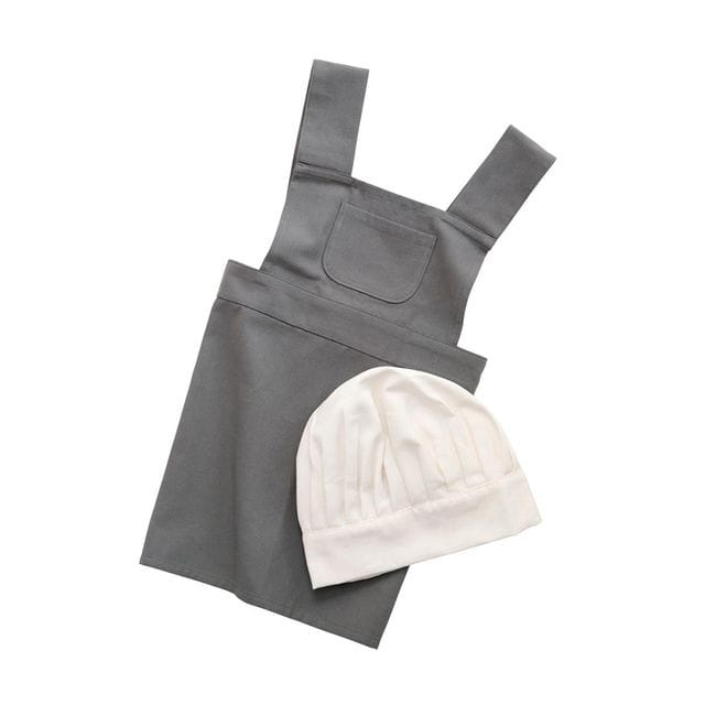 Förkläde Med Kockmössa - Elephant Grey/Classic White Sebra