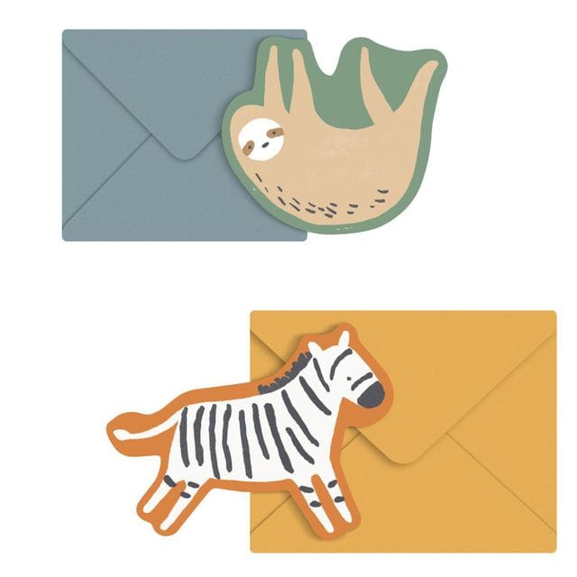 Kort Med Kuvert 2-Pack Wildlife Zebra & Sengångare Sebra
