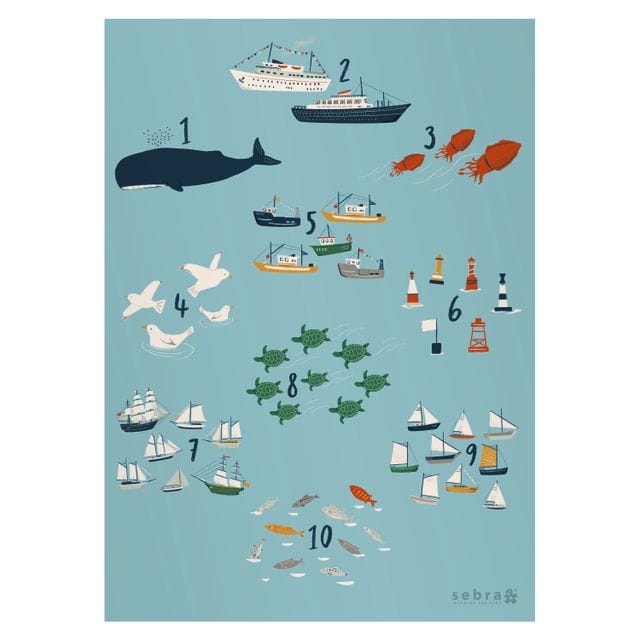 Poster Med Siffror - Seven Seas Sebra