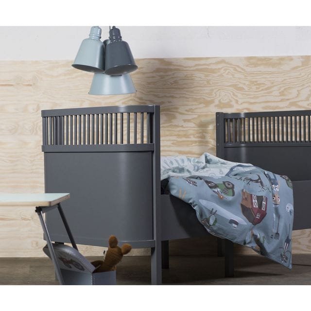 Växasäng 2 i 1 Baby & Juniorsäng - Classic Grey Sebra