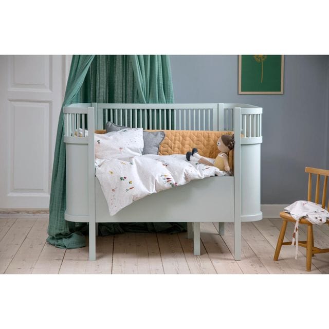 Växasäng 2 i 1 Baby & Juniorsäng - Mist Green Sebra