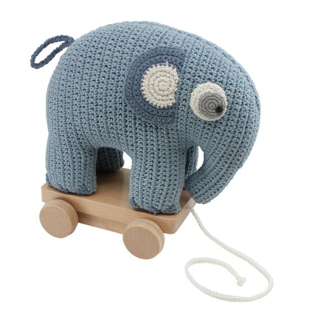 Virkad Dragleksak Elefant Fanto - Powder blue Sebra