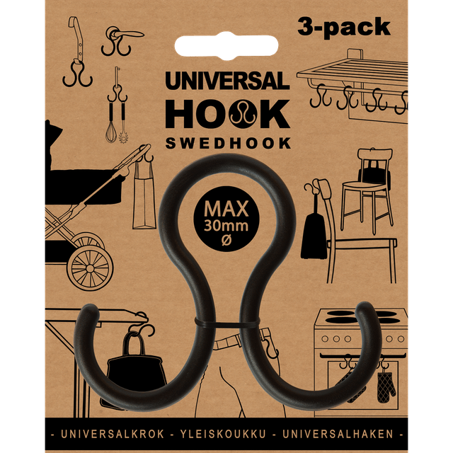 Universalkrok 3-Pack - Svart Swedhook