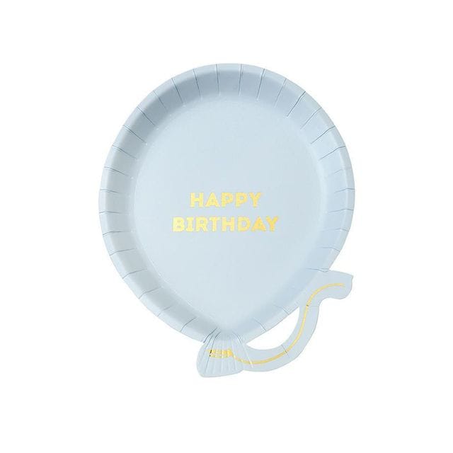 Balloon Tallrik 12-Pack Blå Happy Birthday Talking Tables