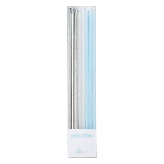 Blue Long Thin Candles 16-Pack Talking Tables