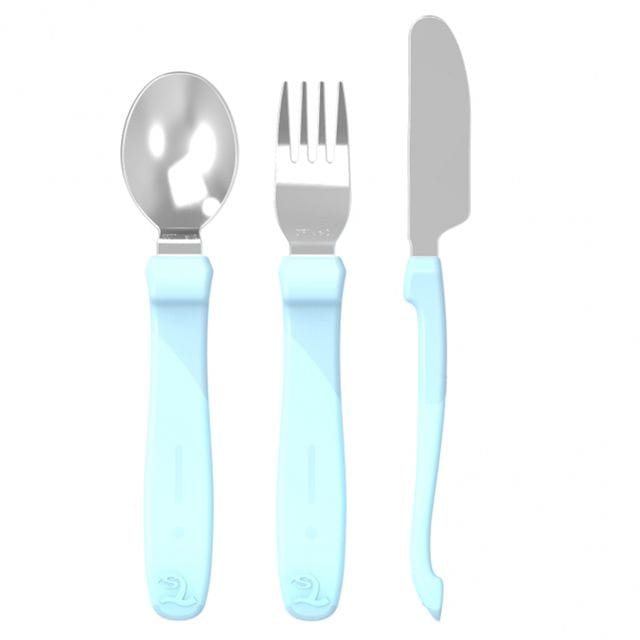 Äta-Själv-Set Rostfritt Stål Pastell - Blå Twistshake