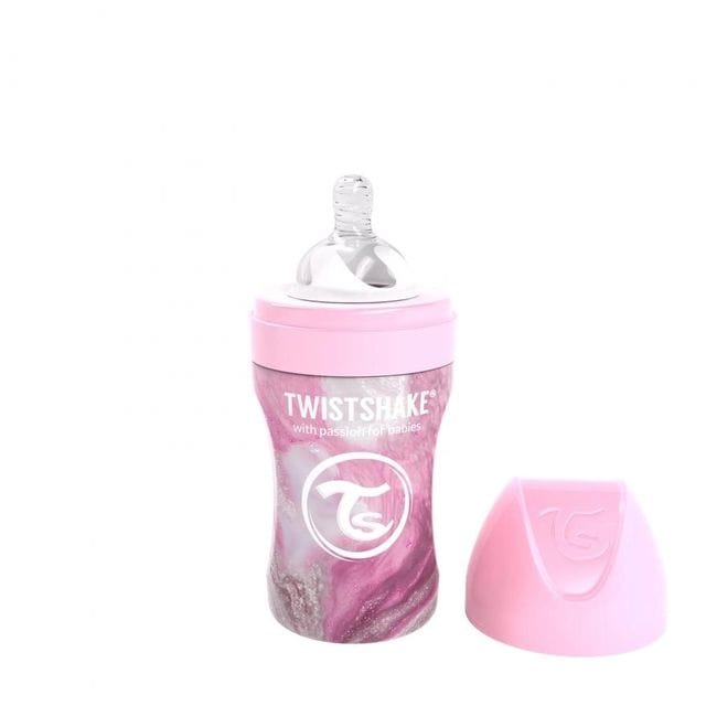 Nappflaska Anti Colic Rostfritt Stål 26 - Marble Pink Twistshake