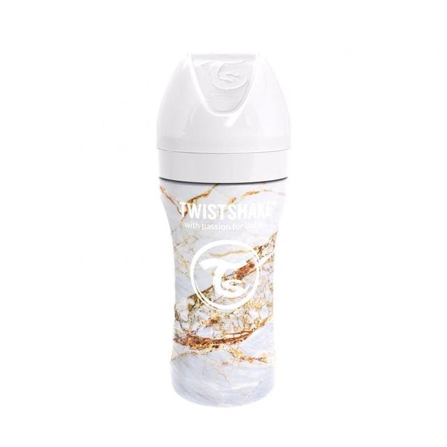 Nappflaska Anti Colic Rostfritt Stål 330ml - Marble White Twistshake