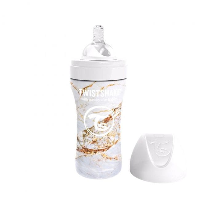 Nappflaska Anti Colic Rostfritt Stål 330ml - Marble White Twistshake