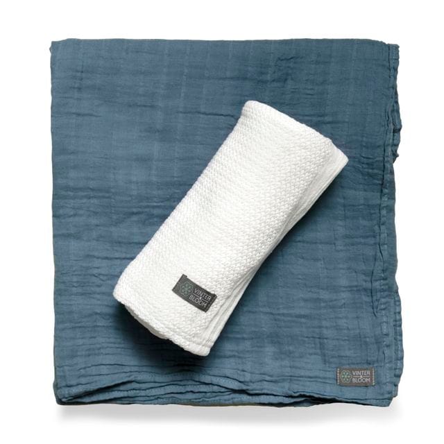 Soft Grid + Muslinfilt EKO - Vit/Blå Vinter & Bloom