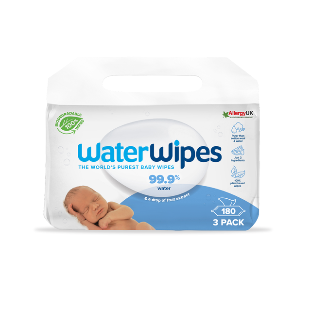 Water Wipes Våtservetter Nedbrytningsbara 3x60st