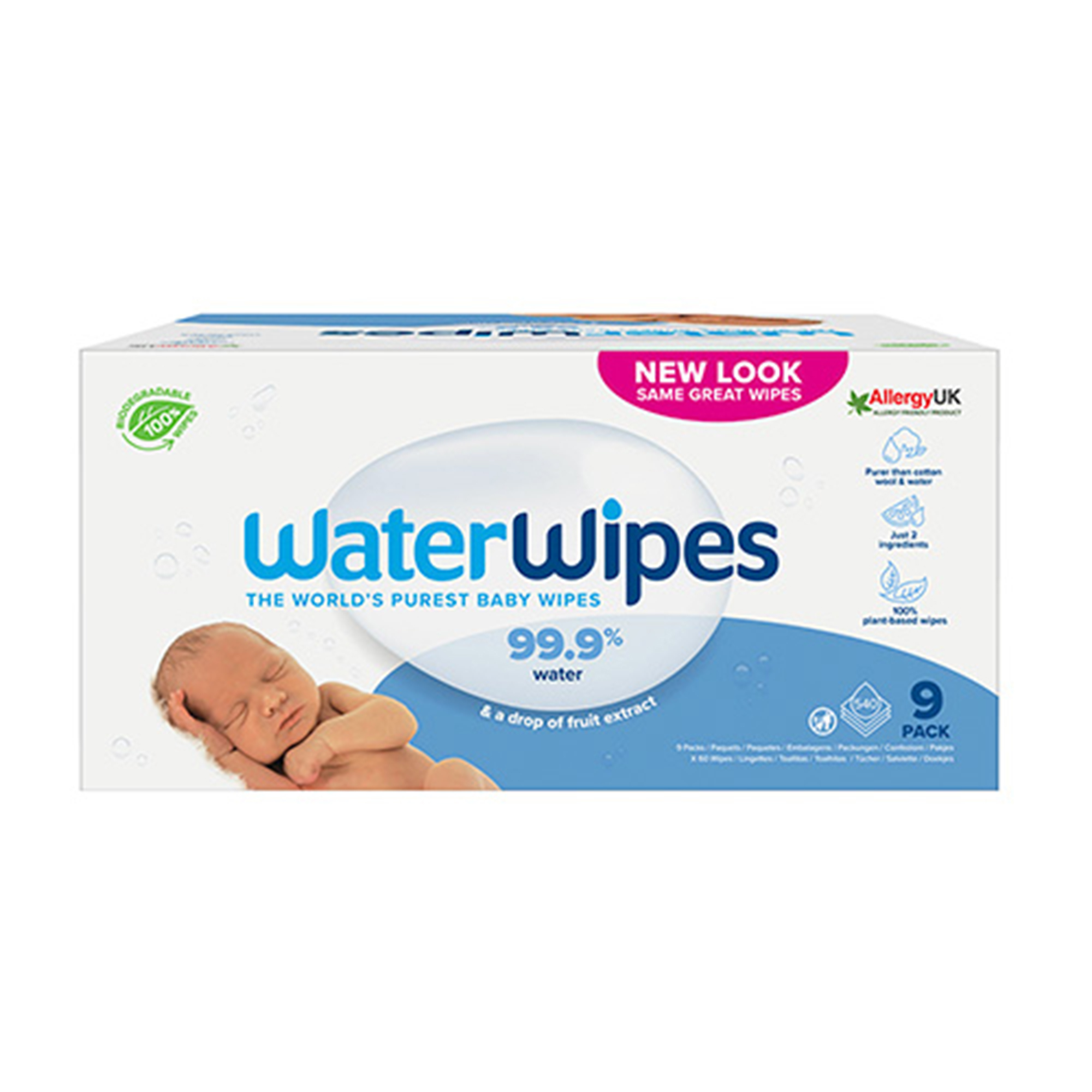 Water Wipes Våtservetter Nedbrytningsbara 9x60st