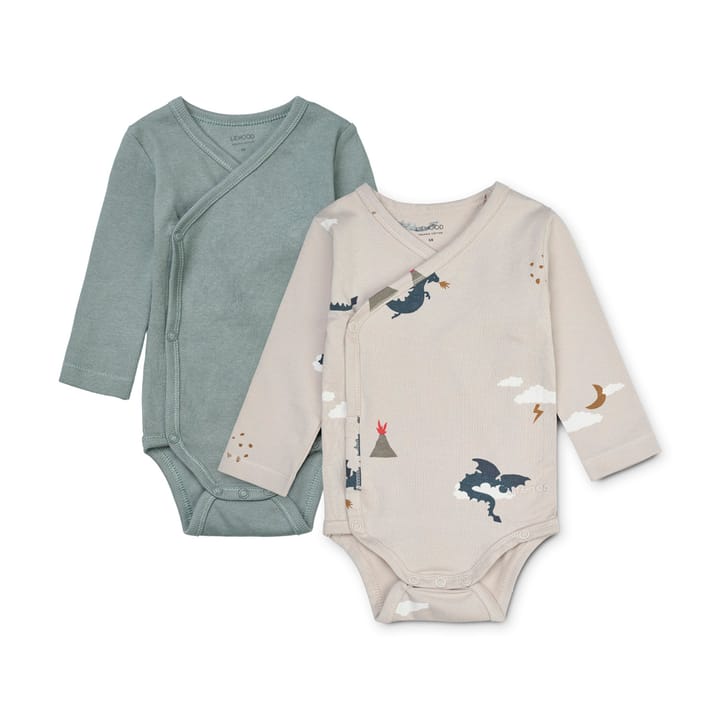 Hali Långärmad Body 2-Pack Mönstrad - Little Dragon/Dark Sandy Mix Liewood