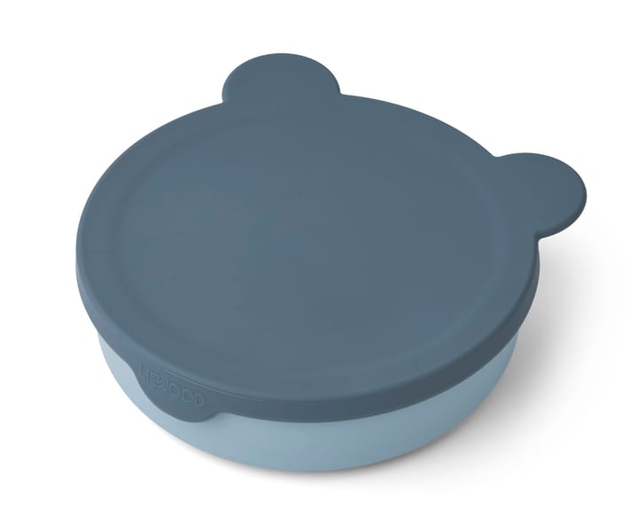 Rosie Indelad Skål Med Lock - Mr Bear/Whale Blue/Sea Blue Liewood