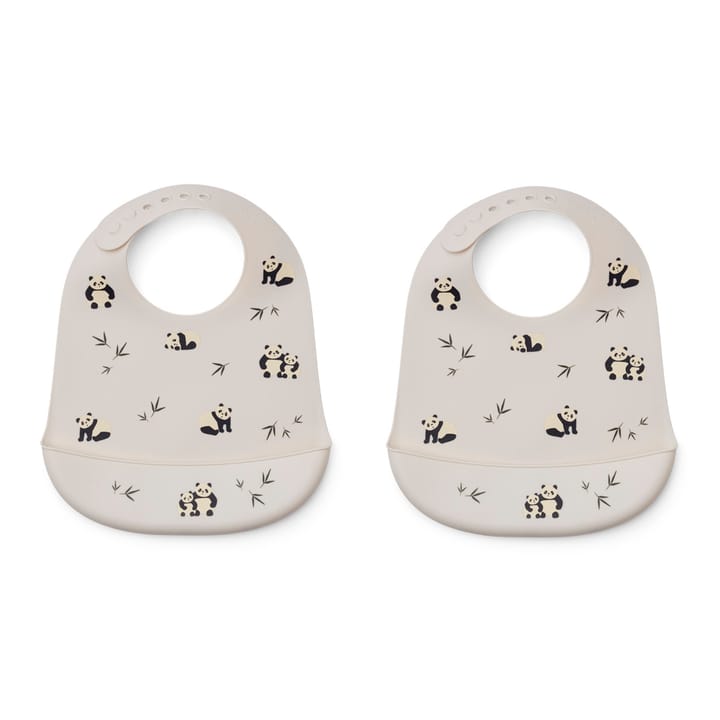 Tilda Mönstrad Haklapp Silikon 2-Pack - Panda Play/Sea Shell Mix